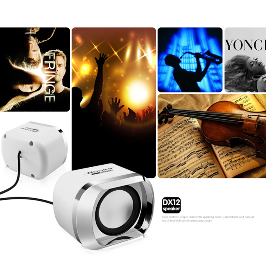 Bonks DX12 Portable USB2.0 Subwoofer Small Speaker with 3.5mm Audio Plug and USB Power Plug for Desktop PC Laptop MP3 Phone