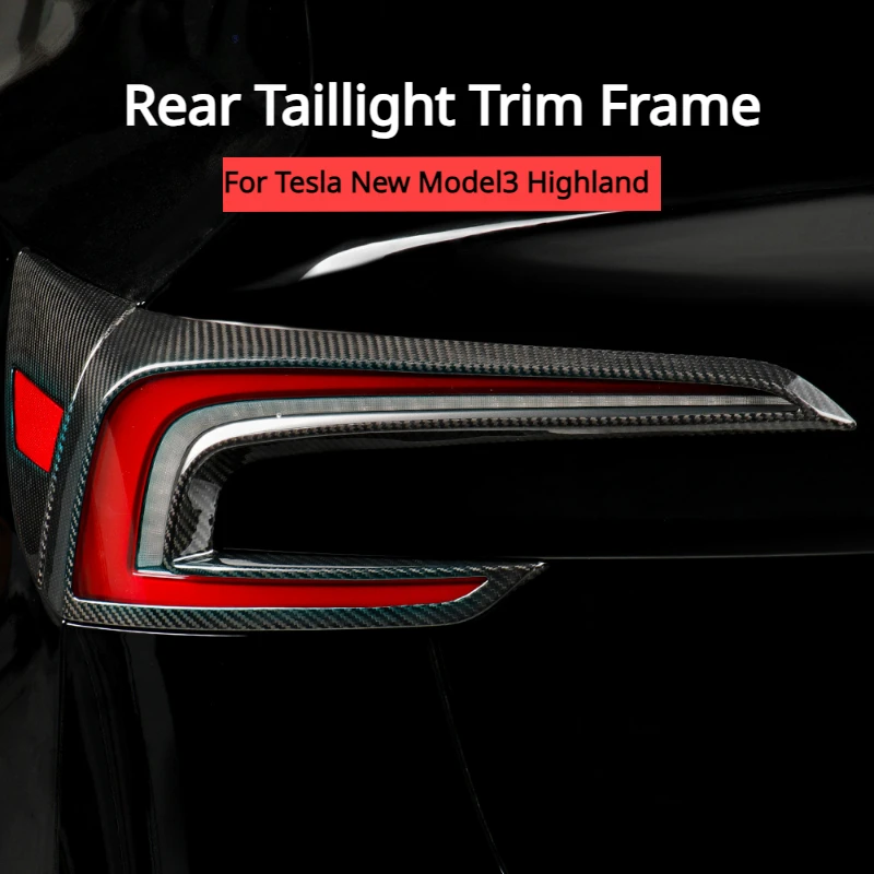 Real Carbon Fiber Rear Taillight Trim Frame for Tesla New Model3 Highland 2024 Car Rear Tail Light Sticker Taillight Lampe Cover rear air outlet mask for tesla model 3 rear air conditioning vent protective cover new model3 highland 2024 rear exhaust grille