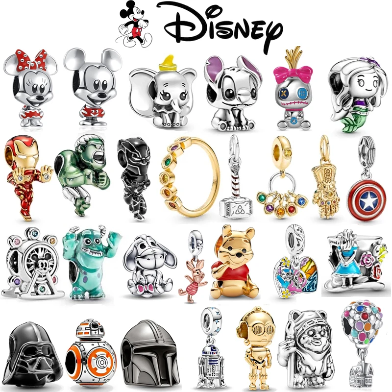 charm jewelry 925 Sterling Silver Mickey Minnie Vinnie Charm 925 Chain Beaded Fit Original Pandora Bracelet DIY Ladies Jewelry