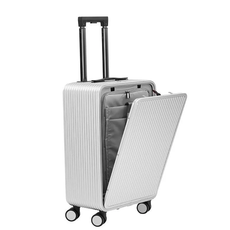 All Aluminum Magnesium Alloy Trolley Case Business Suitcase Travel Luggage Password Box Laptop Bag Front Opening Baggage 4 Wheel