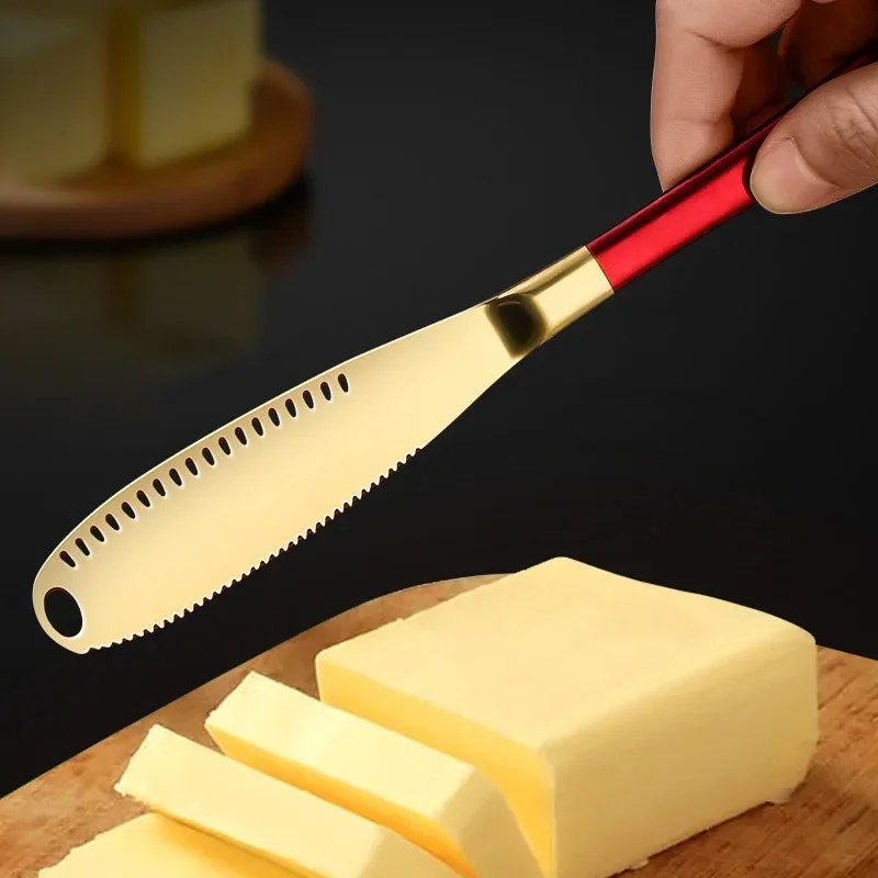 Butter Knife Holes Cheese Dessert Knife Stainless Steel Jam Knife Cutlery Toast Wipe Cream Bread Cheese Cutter Kitchen Tools