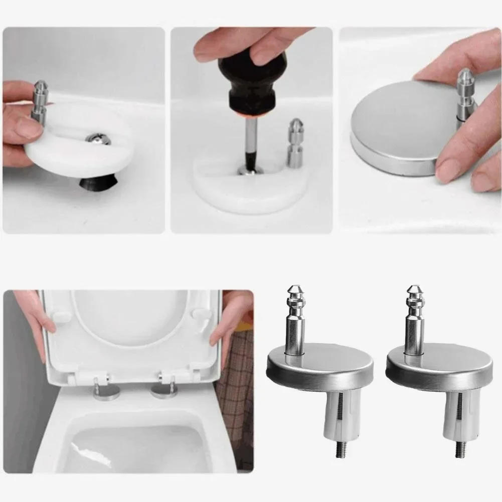 Toilet Hinge Repair Kit 2Pcs Universal Toilet Lid Hinges Fittings Quick Release Cover Hinge Screw Replacement Toilet Seat Hinges Bathroom Accessories