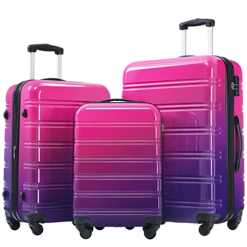 Hardshell Luggage Sets 3 Piece Gradient Color Expandable Suitcase with Spinner Wheels and TSA Lock Lightweight 20" 24" 28" 1