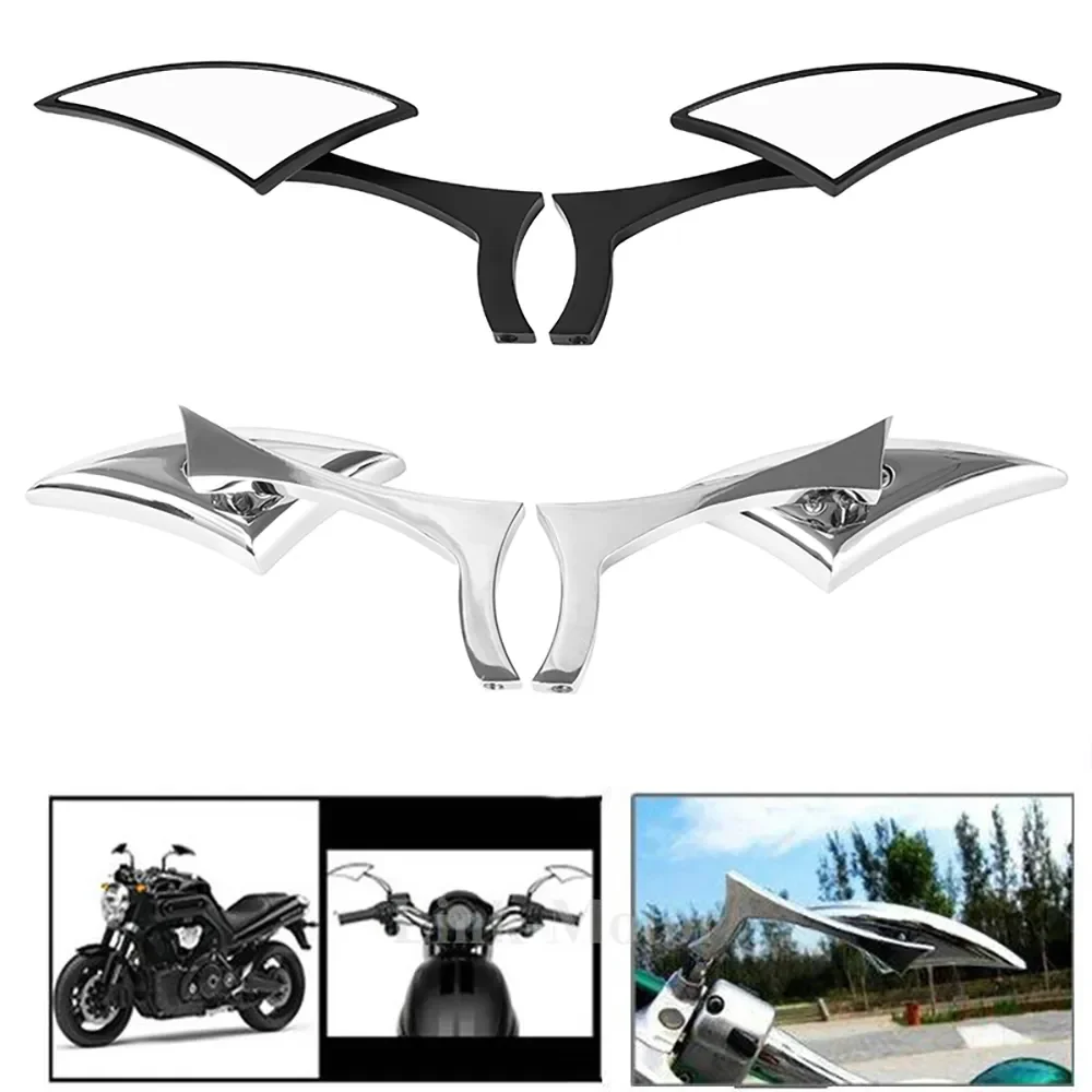 

For Honda Yamaha Kawasaki Suzuki Touring Cruiser Chopper Bobber Chrome/ Black Blade Motorcycle Rearview Side Mirrors Aluminum