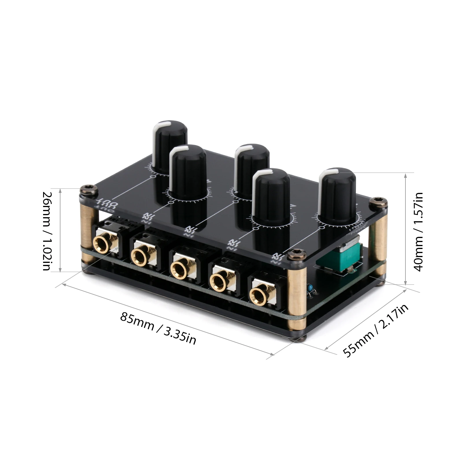 4-in-1-out Passive Mixer Module Mini Stereo 4-Channel Passive Mixer Audio 4 Audio Input to 1 Output Ultra Compact