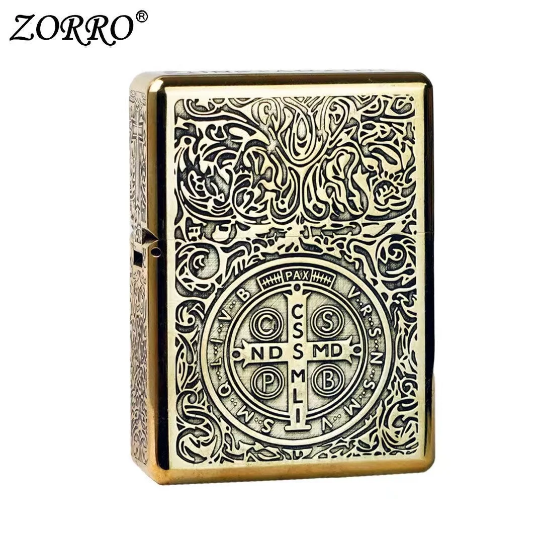 Zorro 912 Retro High End Waterproof Sealed Armor Constantine Kerosene Lighter 3/5 Hinge Metal Petrol Lighter Men's Gift