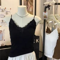 Sexy Lace Patchwork  Strap Women's Base Layer Pure Color ort Svel Vest Top Nylon Spandex Blend Autumn Winter Outfit - Image 4