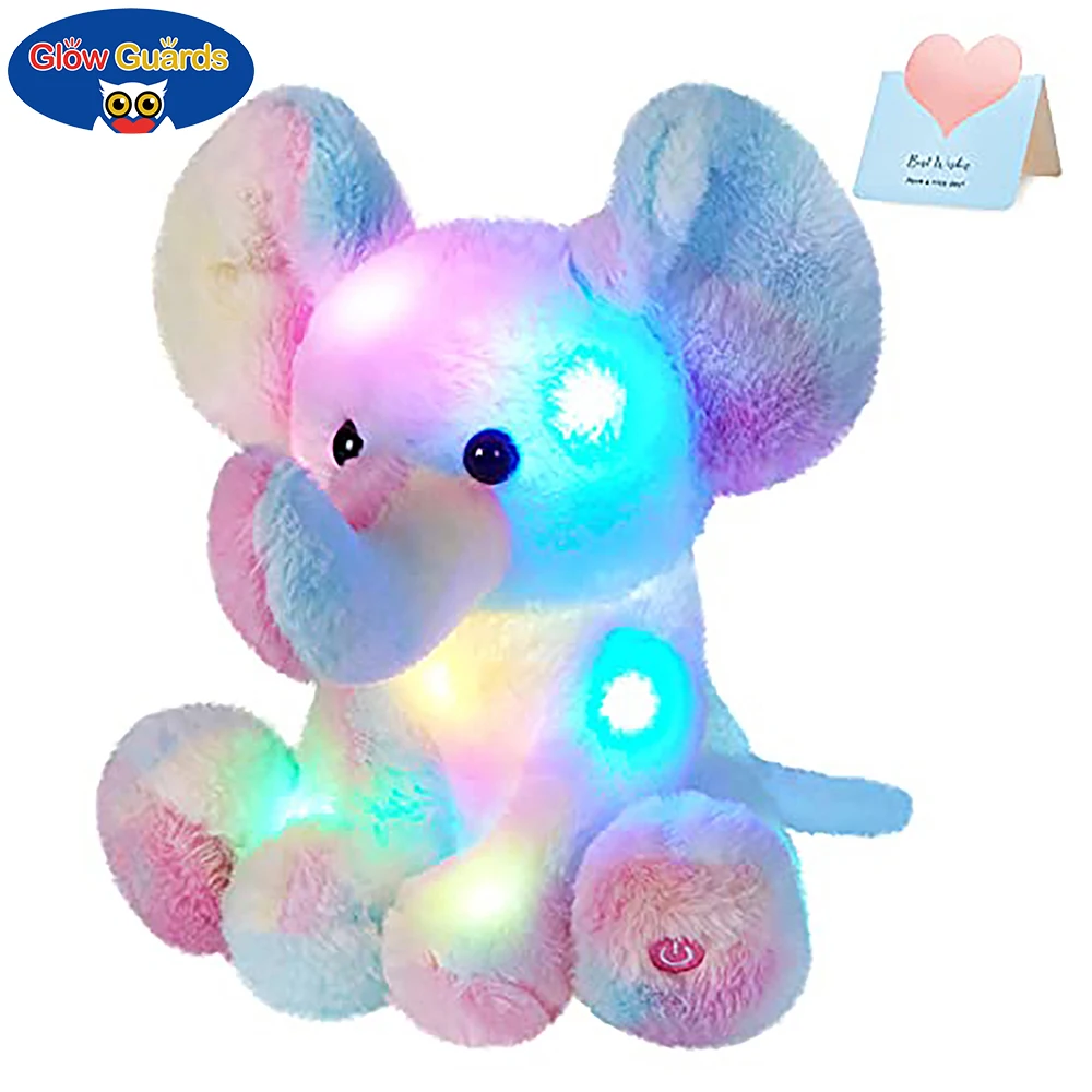 Kawaii Luminous Stuffed Animal Rainbow Elephant Glow Plush Toys with LED Night Music Lights Lullabies Gifts for Kids 20-60cm plush toy