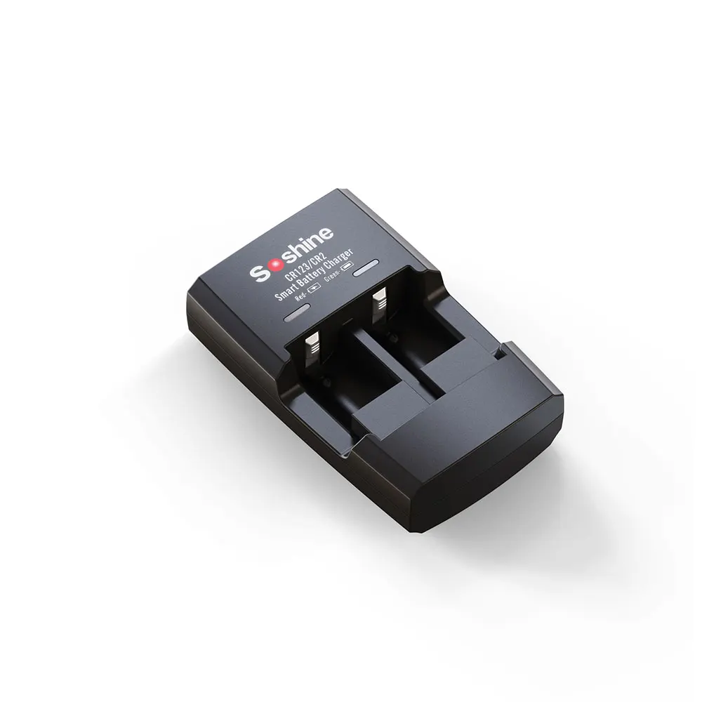 Battery Charger Adapter Soshine 3.2V LiFePO4 3.7V Li-ion Charger for 2 Slots CR2 RCR123 16340 17335 15266P 16340P USB
