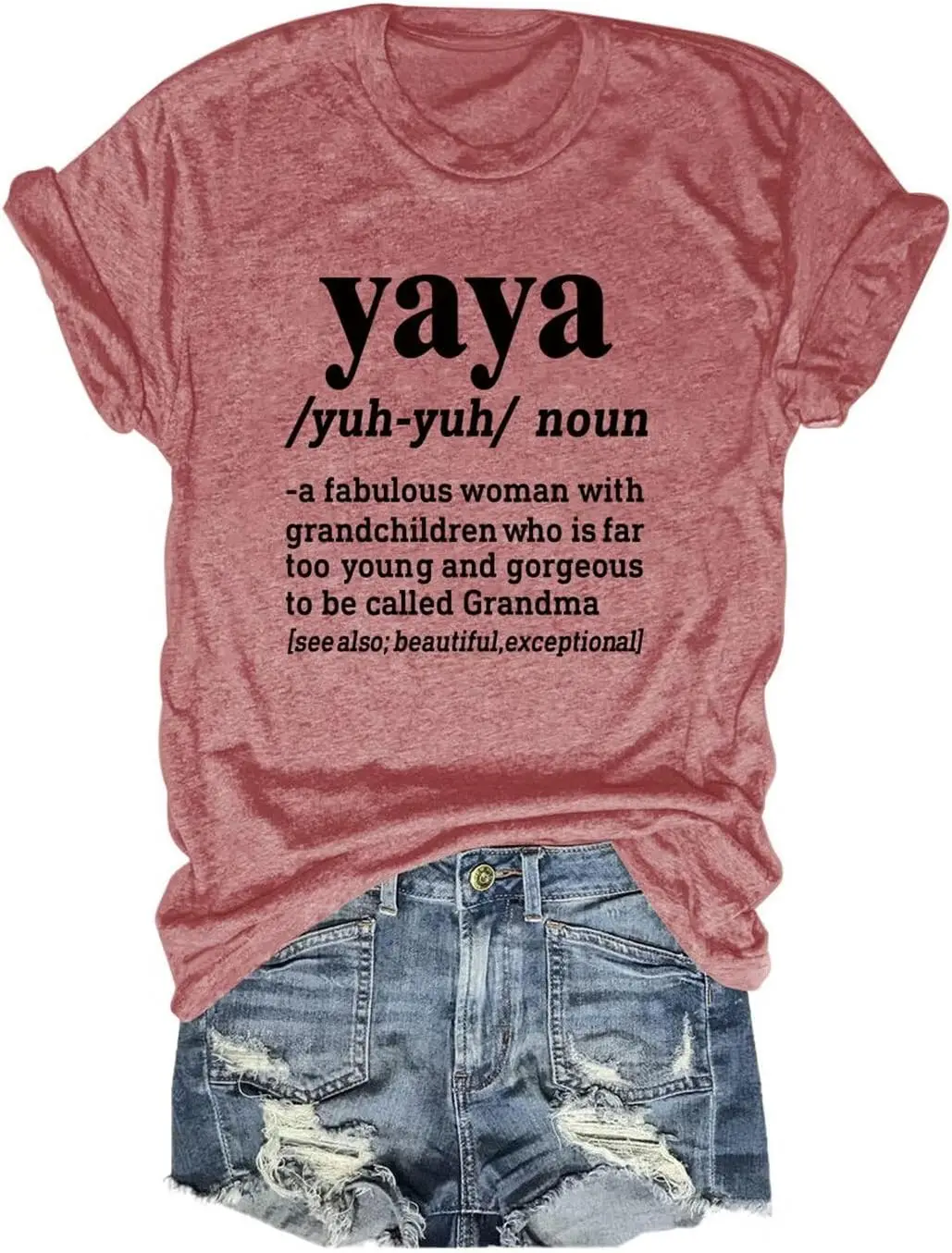 

Футболка Yaya для бабушки, футболка с круглым вырезом Yaya, графическая футболка для молодых бабушек, женские забавные подарки, идея для бабушки