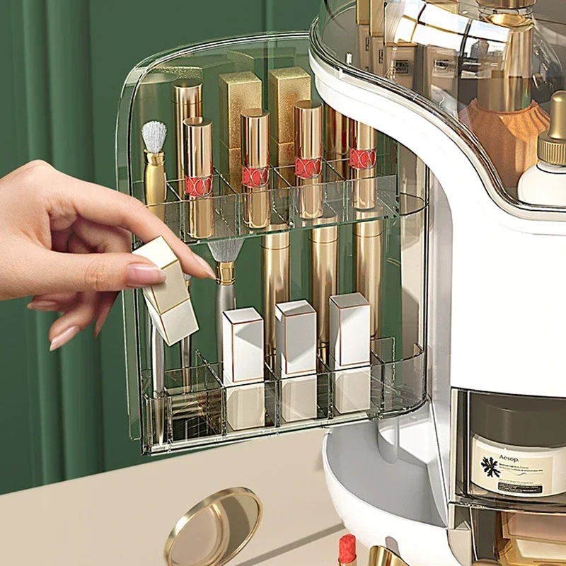 Large Cosmet Storag Box Luxury Dresser Organizer Box with Lid Makeup Organiser Dust-proof Cotton Pads Jewelry Make Up Organizer storage box makeup organizer jewelry box makeup storage box cosmetic storage box jewelry organizer