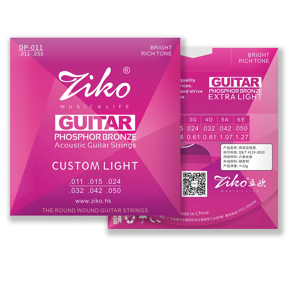 

ZIKO Acoustic Guitar Strings DP-011 Steel Core Phosphor Copper Acoustic Guitar String Instruments Folk Guitar Parts Accessories