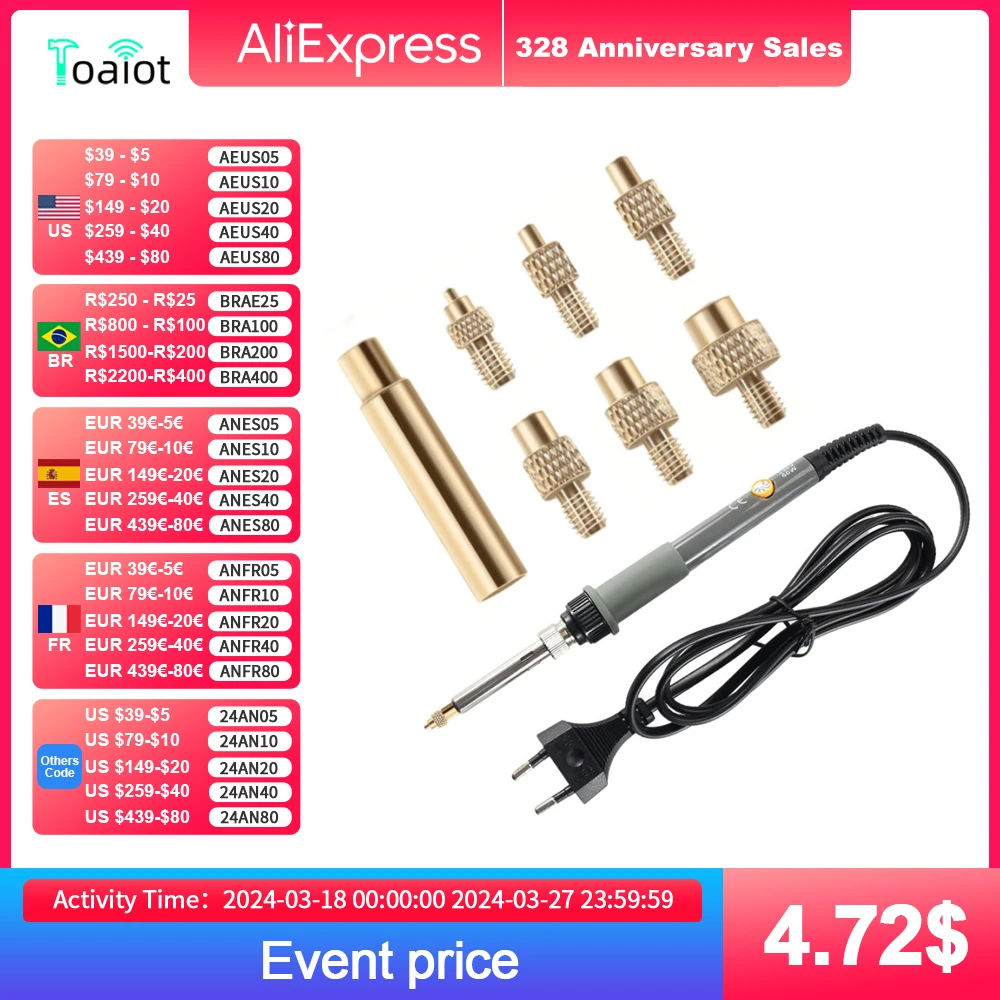 Heat Set Insert Soldering Iron Tip M2-M8 Brass Hot Melt Inset Nut Embedded Thread Insertion Kit For 3d Printing I.758341639