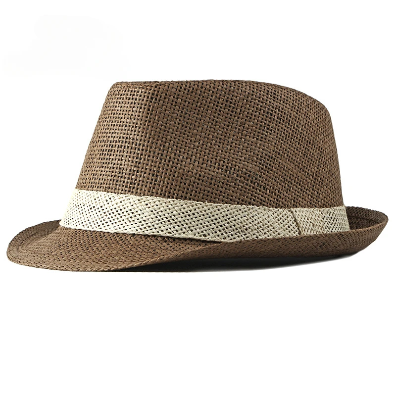 Straw hat Sun protection hat Fedora hat Fashion hat Simple Solid Jazz Hat Men Outdoor Beach Hat Women Straw Woven Stripe Sunshade Casual Buckle Beach Sun Fedoras Panama Cap