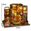DIY Wooden Book Nook Shelf Insert Kit Chinese Street View Bookends Miniature Building Kits Bookshelf Doll Houses Friends Gifts 5