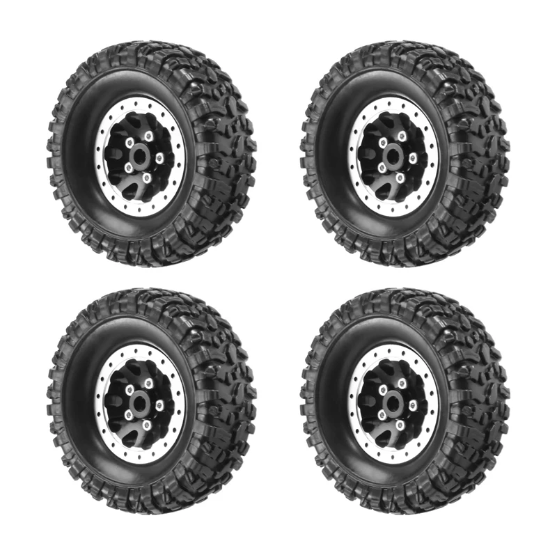 

4Pcs Metal Beadlock Wheel Hub Rim And Rubber Tire Set For WPL C14 C24 B14 B24 B36 MN D90 MN99S RC Car Upgrade Parts