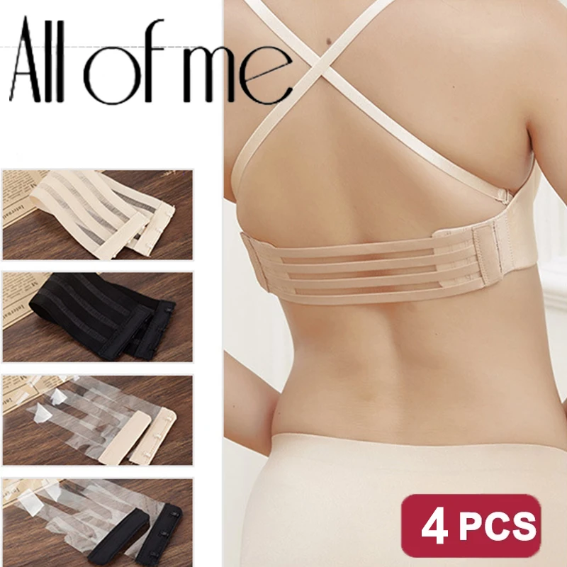 

4pcs Bra Extension Strap Extenders Women Adjustable Belt Buckle Nylon Elastic Bra Extension Strap Hook Clip Expander Accessories