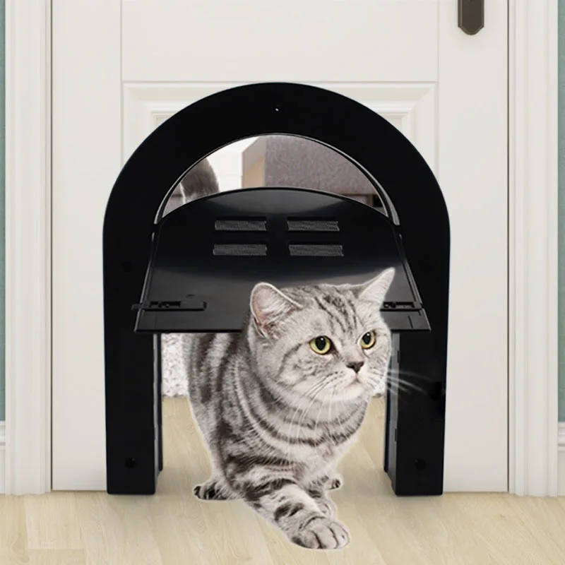 1pc Abs Plastic Pet Cat Dog Screen Door Free Entry Magnetic Door With Window Pet Accessories For Wooden Door 24x4x29cm Flap Door