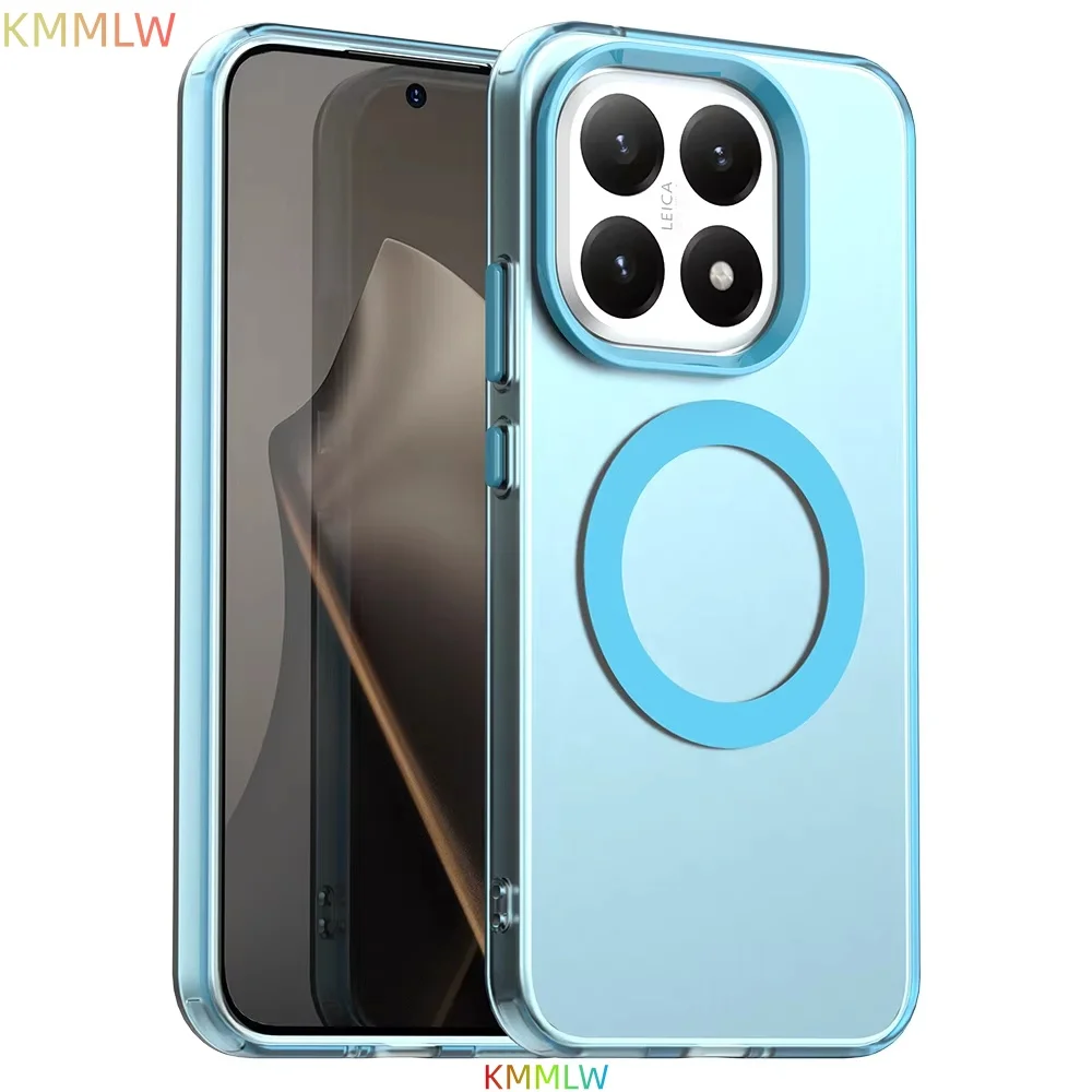 Candy Colors Transparent Magnetic Wireless Charging Case, Back Shell Coque