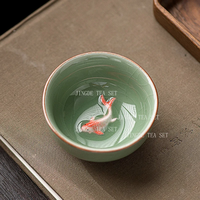 Ge Yao Xiao Tea Cup Handmade Sliced Small Capacity Tea Cups Household Ice Cracked Glaze Tea Cup Chinese Drinking Utensils