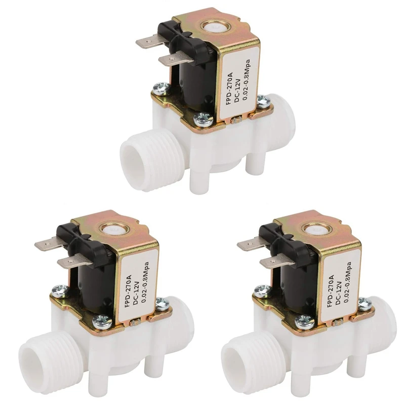 

3X Dc12v N/C Normally Closed Water Solenoid Valve G1/2-Inch Plastic Electrical Solenoid Valve For Water Dispenser