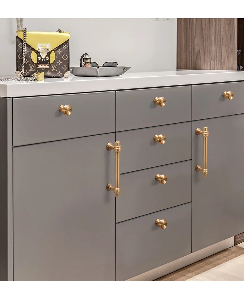 YONFIA 3644BB Brushed Brass Kitchen Cabinet Handles Knob Zinc Alloy Furniture Drawer Handle Wardrobe Closet Pull Handle Gold