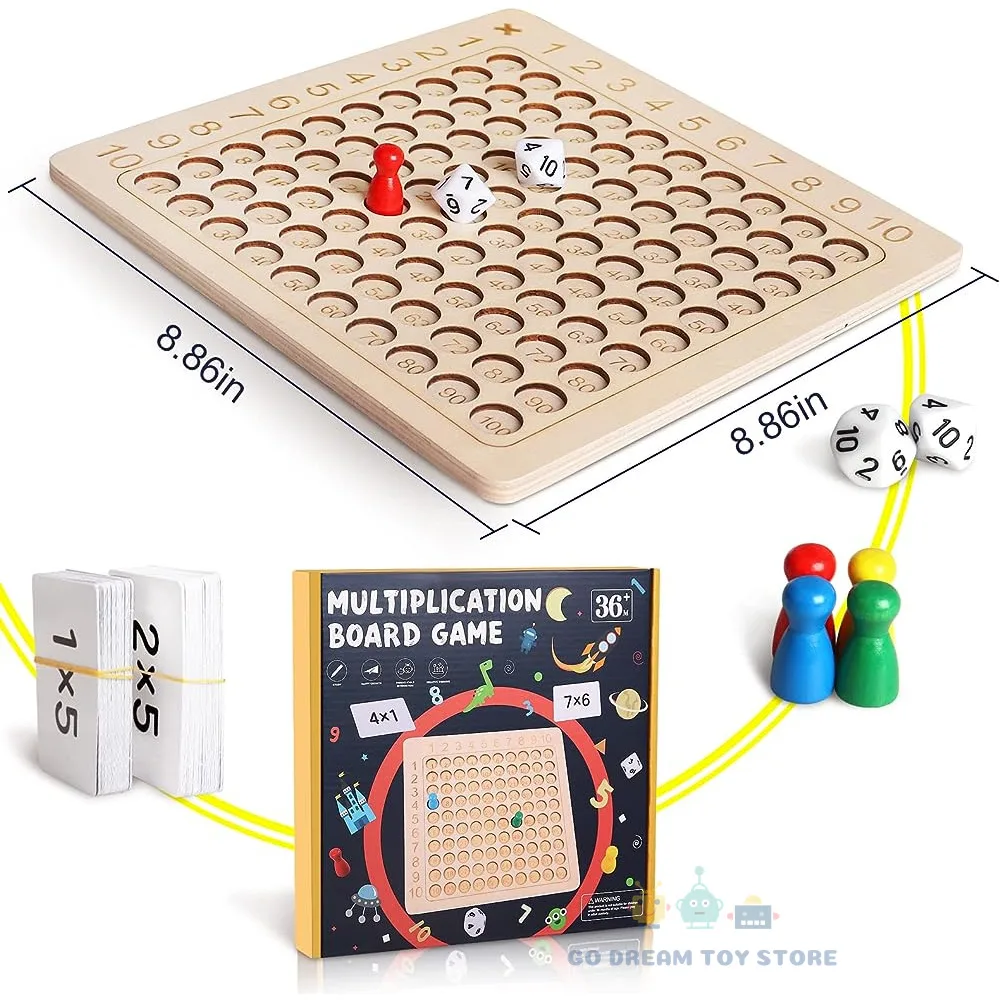 Montessori Multiplication Board Game Math Wooden Toys Kids Learning Educational Table With Flash Cards Counting Teaching Aids 6