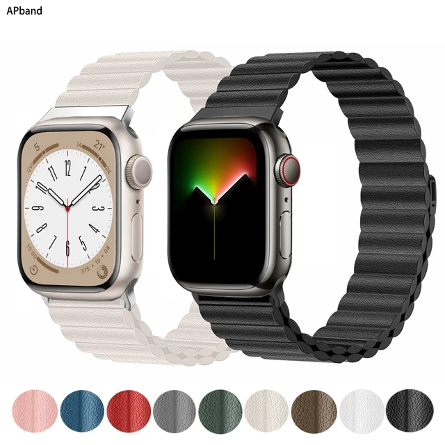 Leather Magnetic Strap Apple Watch Ultra  Loop Bracelet Apple Watch 44mm  Leather - Watchbands - Aliexpress