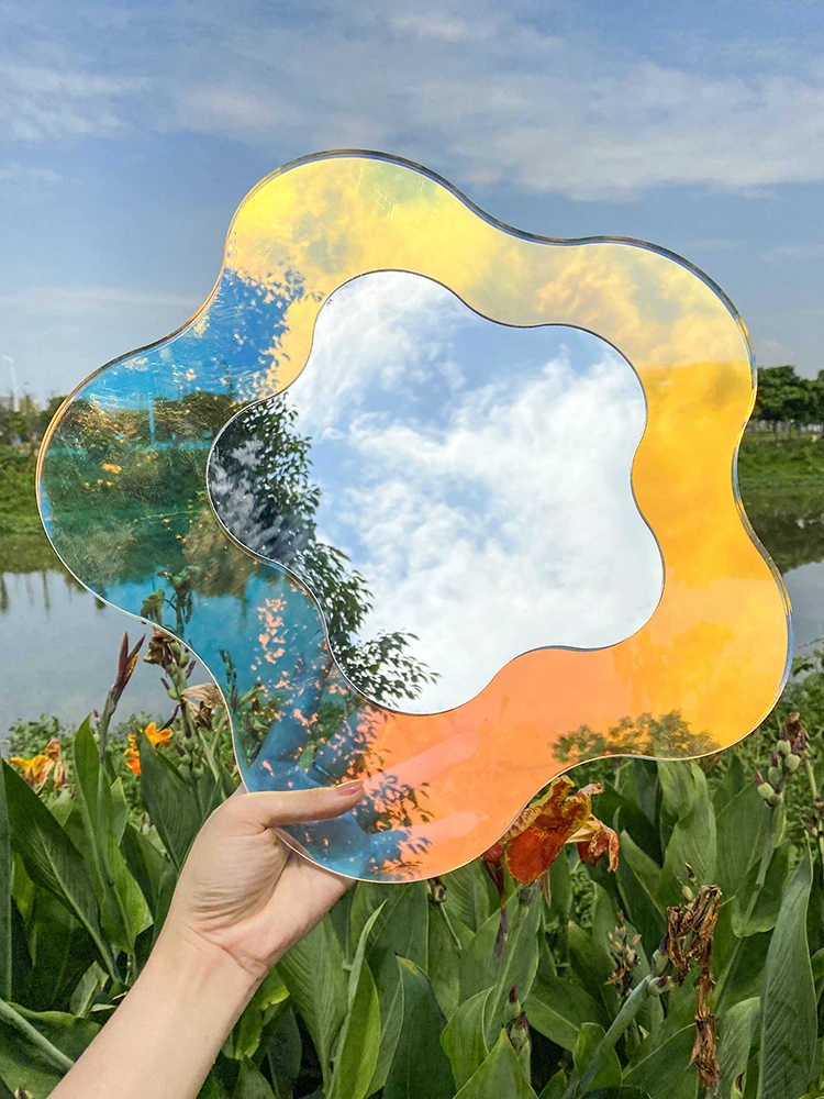 Acrylic Large Flower Colorful Mirror Living Room Home Decorative Wall Mirror Bedroom Table Standing Make-up makeup mirror acrylic mirrors wall mirrors