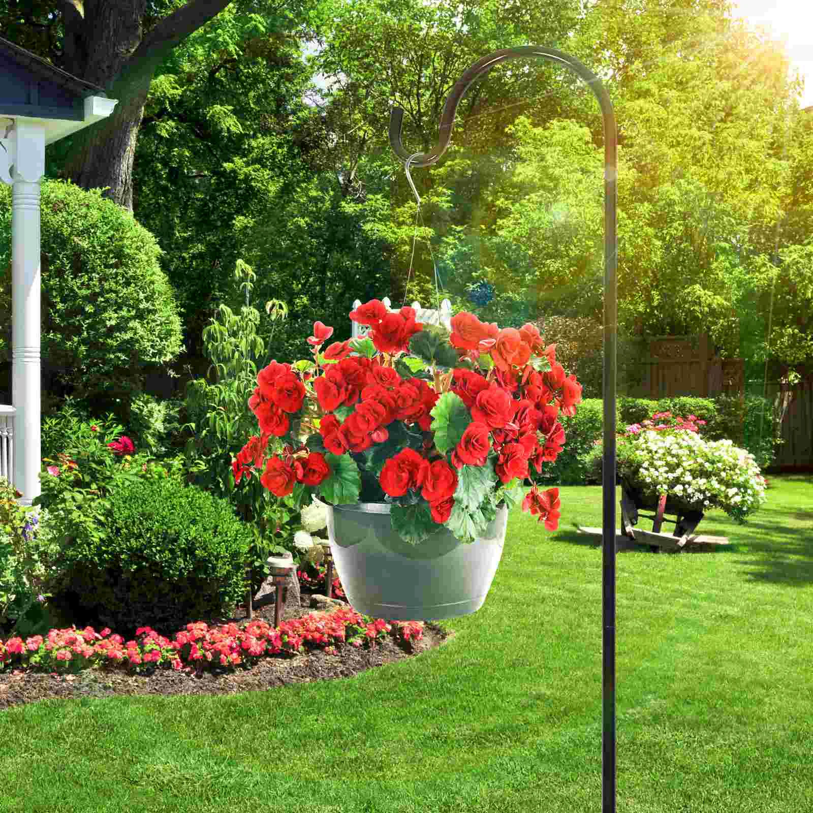 

Iron Floor Plug Hanging Wall Planters Outdoor Shepherd Hook Ground Gardening Tool