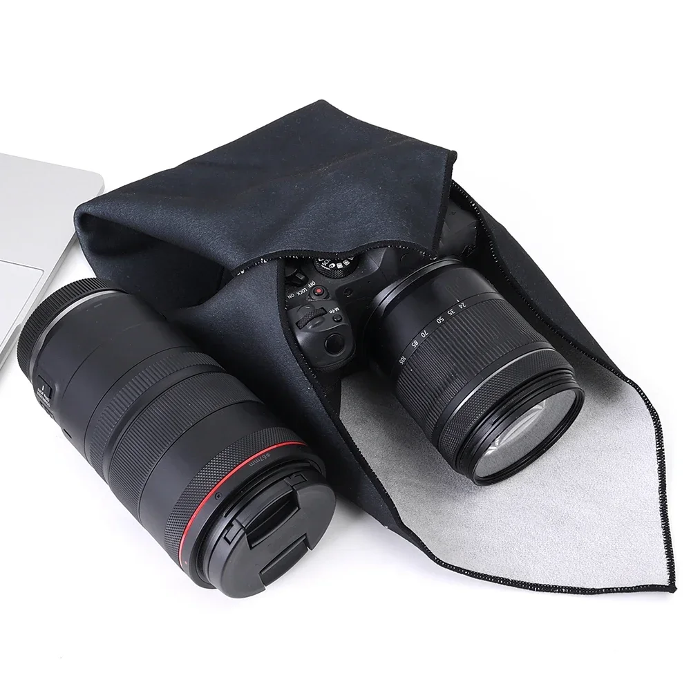 Camera Square Protective Wrap Anti-scratch Lens Wrapper Microfiber Storage Cloth Magic Self-Adhesive Cloth Camera Lens Cleaners 3
