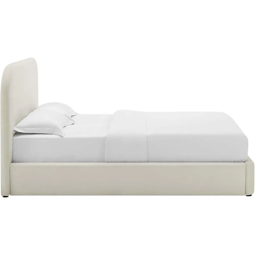 Modway Keynote Modern Queen Bed Frame with Curve Shaped Headboard in Alabaster, Upholstered in Performance Velvet, Queen Size Pl 5