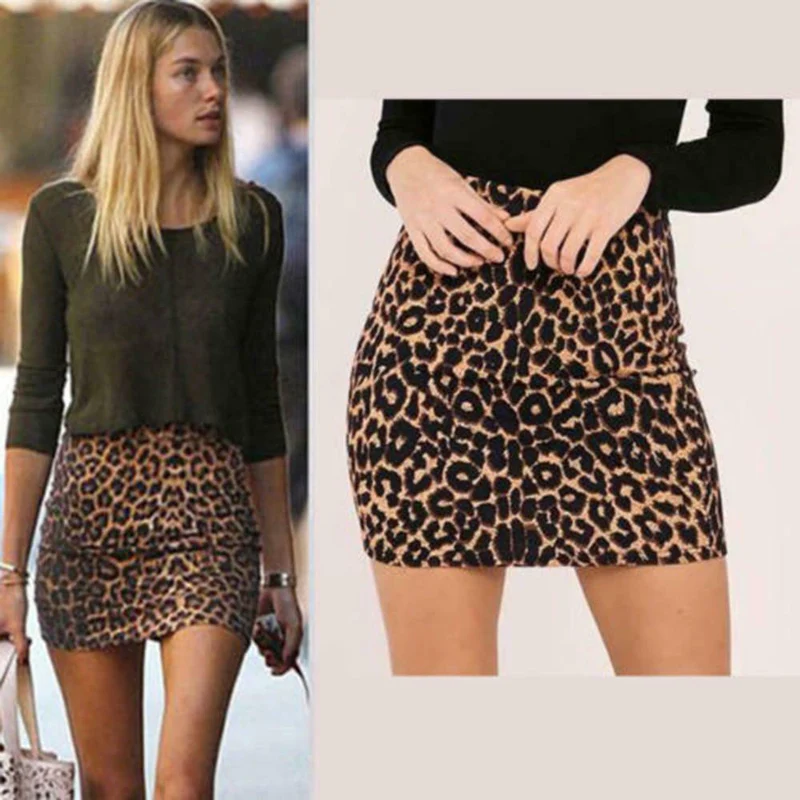 

Women's Leopard Printed Skirt High Waist Sexy Pencil Bodycon Hip Mini Fits All Seasons Casual Snake Skirt Summer Clubwear