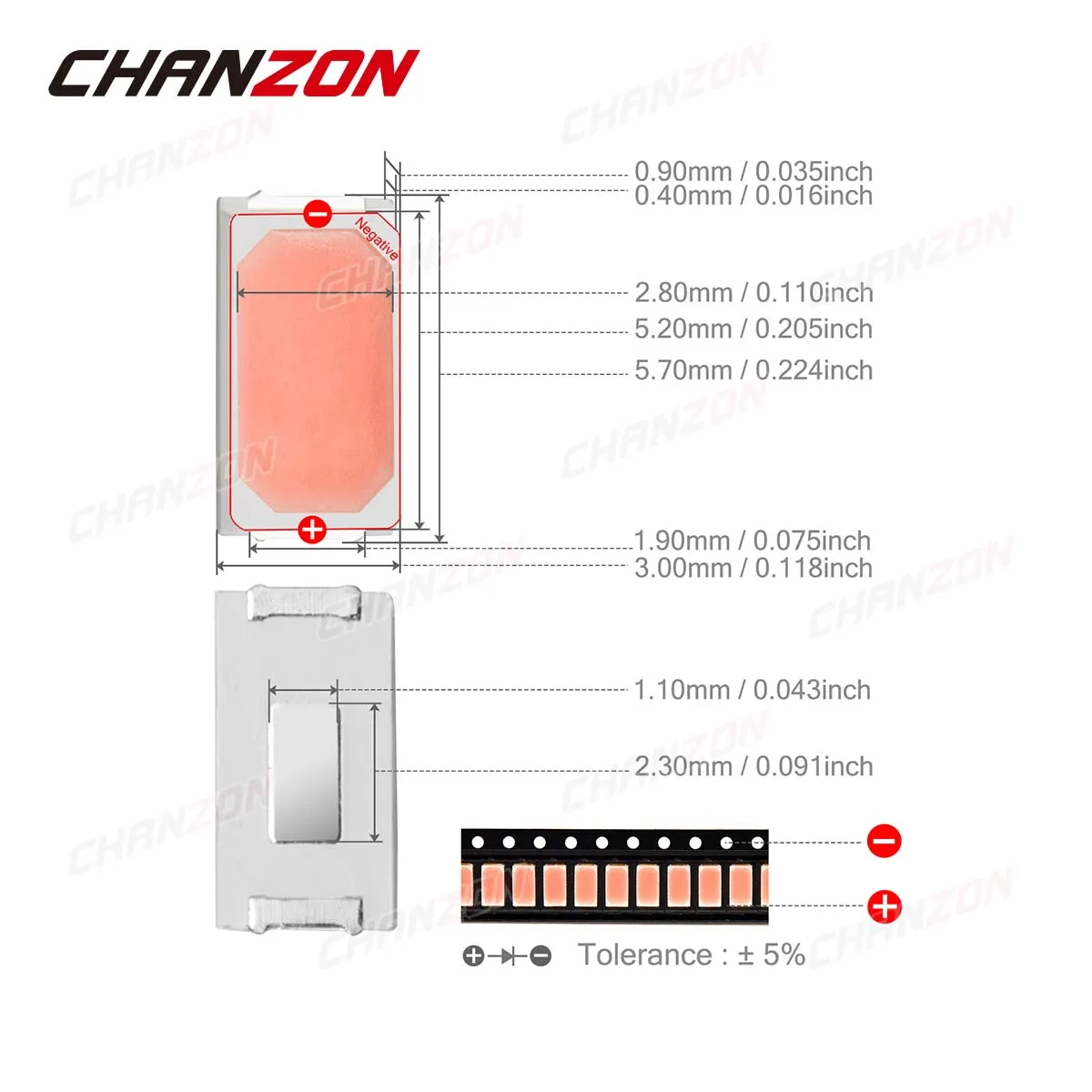5730 5630 SMD LED 다이오드 칩, 따뜻한 화이트, 레드, 그린, 블루, 옐로우, 오렌지, UV, 퍼플, 핑크, DIY PCB 발광 램프, 0.1W, 0.2W, 0.5W, 100 개