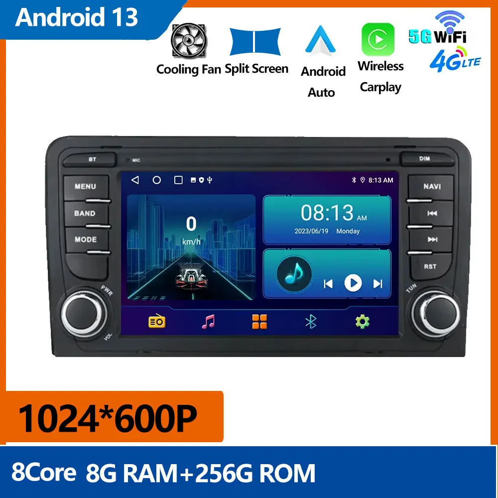 

Auto Android 13 Car Radio Multimedia GPS Video Player Wireless Carplay GPS Bluetooth Wifi RDS For Audi A3 S3 RS3 2003-2012