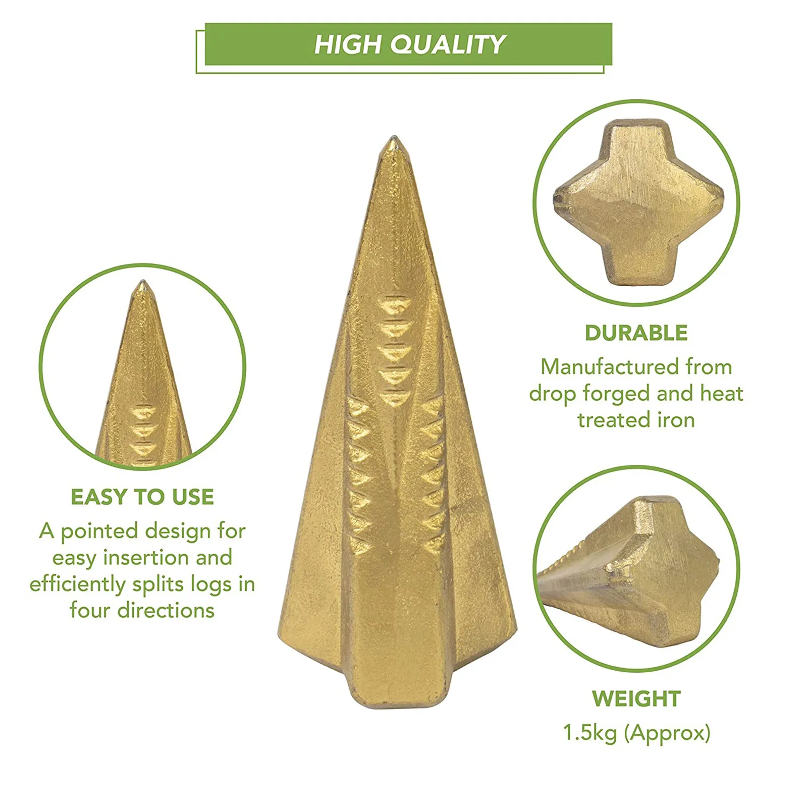 Manual Log Wedge Wood Splitting Wedge Diamond Wedge 4-Direction Steel Splitting Wedge Wood Splitter Wedge Tool For Camper Hiker