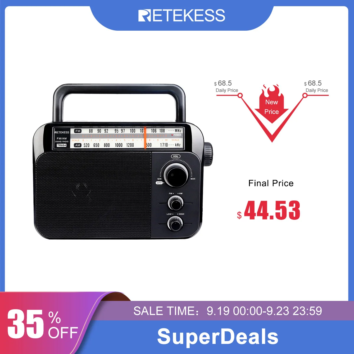 Retekess Tr604 Am Fm Radio Portable Simple Plug In Radio With Powered