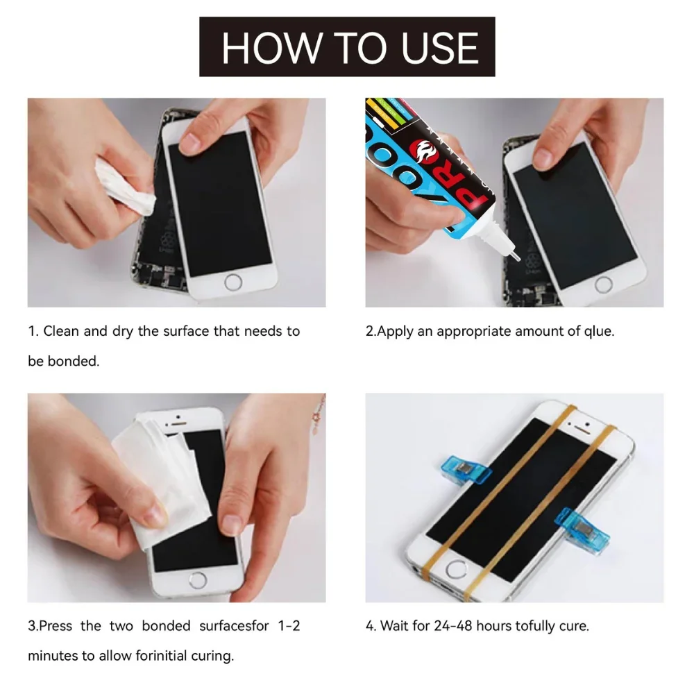 T7000 Black Contact Cellphone Tablet Repair Adhesive BIGLU Strong T7000 Pro Glue 15ML 50ML 110ML with Needle Outlet 6