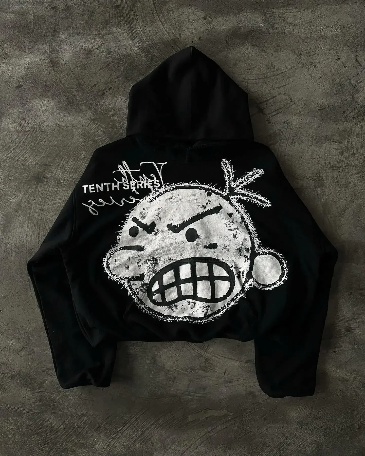 thumbnail image 1 of Conjunto de 2 piezas de sudadera con capucha y pantalón deportivo con cremallera de Tenthseries Y2K para mujer, estilo hip hop, gótico, con estampado de dibujos animados, sudadera, pantalón informal, 1 of 5