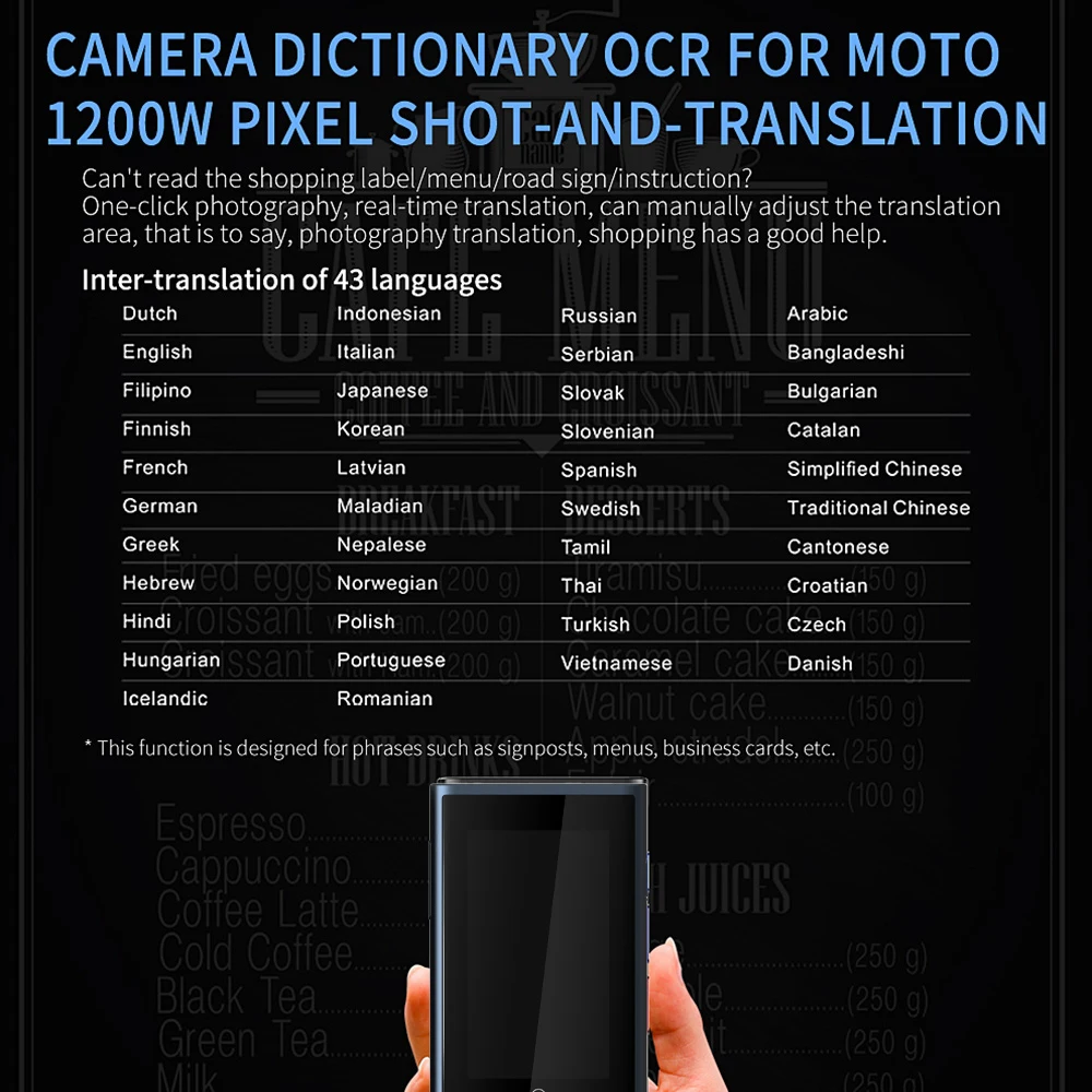Z6 AI Voice Photo Translator 2.8" Touch Screen 4G WIFI 8GB Memory 2080mAh 77 Languages Travel Business OTG Translation