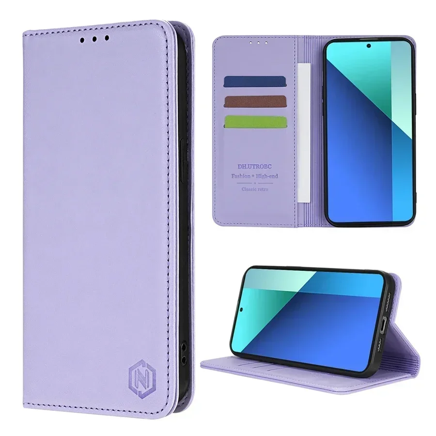 Leather Wallet Case with Magnetic Card Slot and Flip Cover