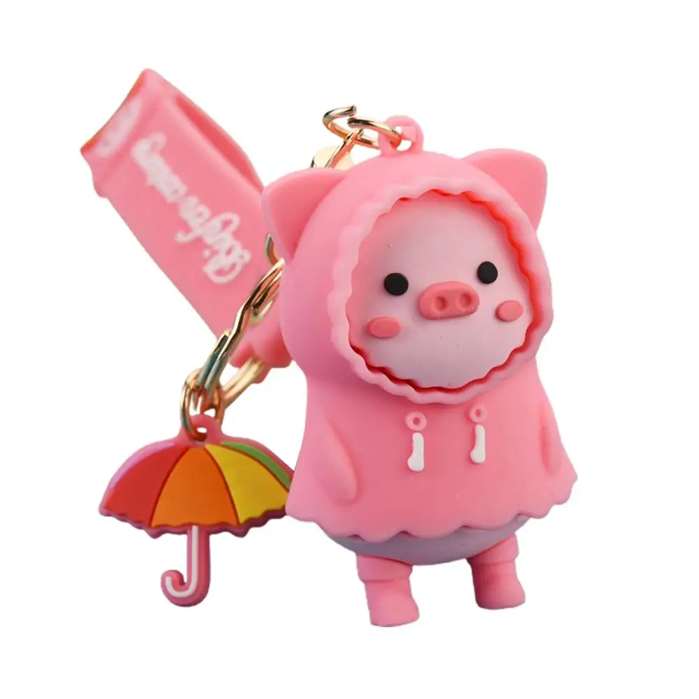 KARLOR Mini Schweinchen Figuren - 6 Stück Mit Regenmantel - Süße Deko Für Puppenhaus & Desktop