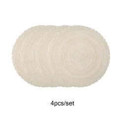 Best-Selling Round Cotton Placemats - Set of 4, Heat-Resistant and Non-Slip Washable Table Mats - Round (Beige)