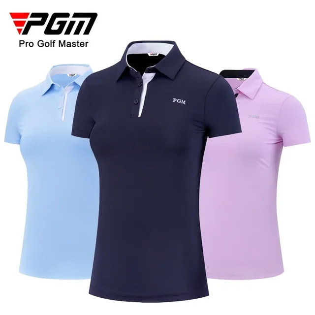 PGM Summer Women Golf Short Sleeved T Shirts Ladies Sports Slim Clothes Quick Dry Breathable Tennis Clothing YF486 1