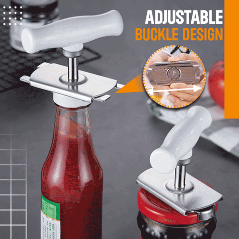 Abridor de tarros con tapa de acero inoxidable, fácil de ajustar, para  personas mayores con artritis, mango de plástico y madera - AliExpress