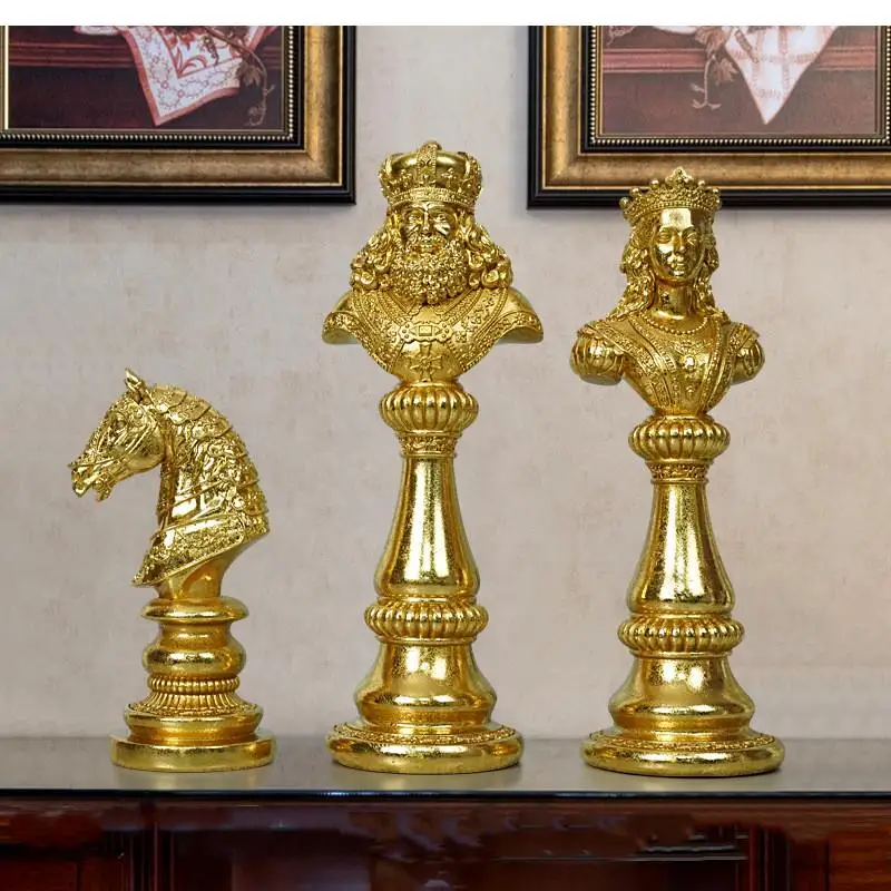 

Resin Chess, Figurines, Kings and Queens, Office, Living Room, and Home Interior Decoration Accessories, Each Set of 3 Pieces