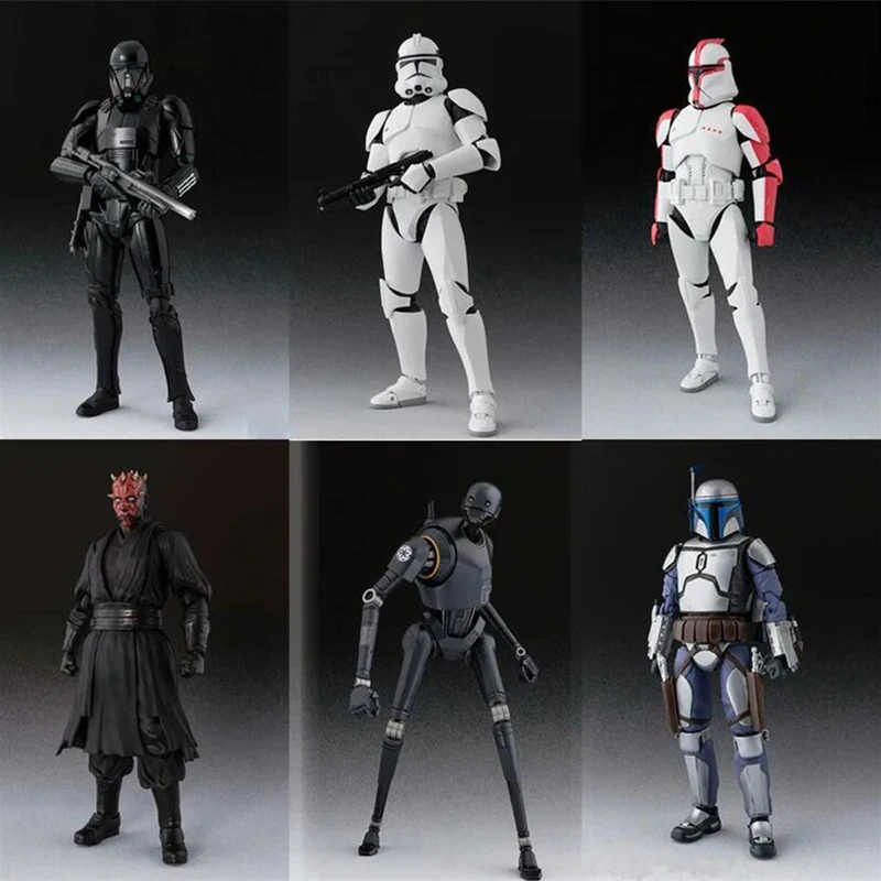 Bandai Shf Star Wars Action Figures Stormtrooper Dark Trooper K-2So Darth Vader Maul Shock Trooper Black White Soldier Toys Gift
