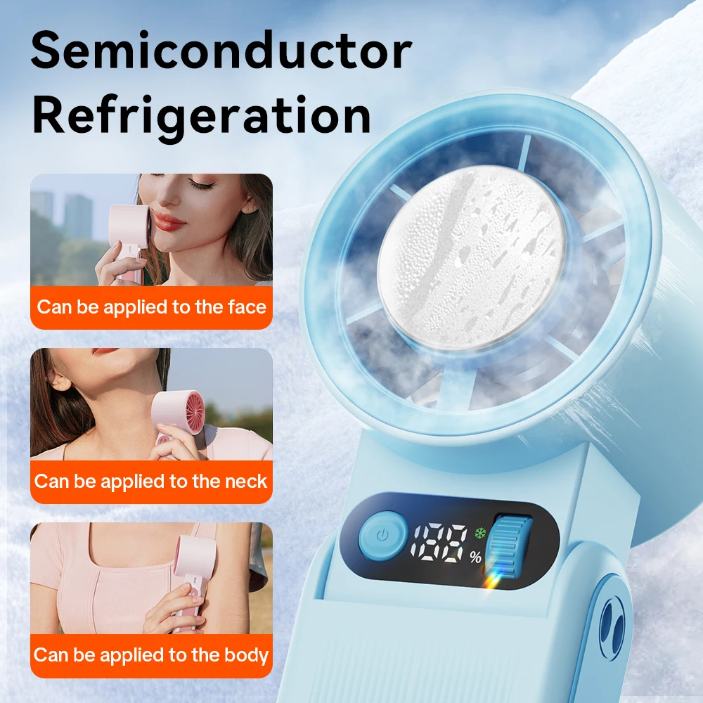 Compact Handheld Fan with LED Display and Foldable Design, 8000mAh Rechargeable Battery, Adjustable 199-Speed Levels