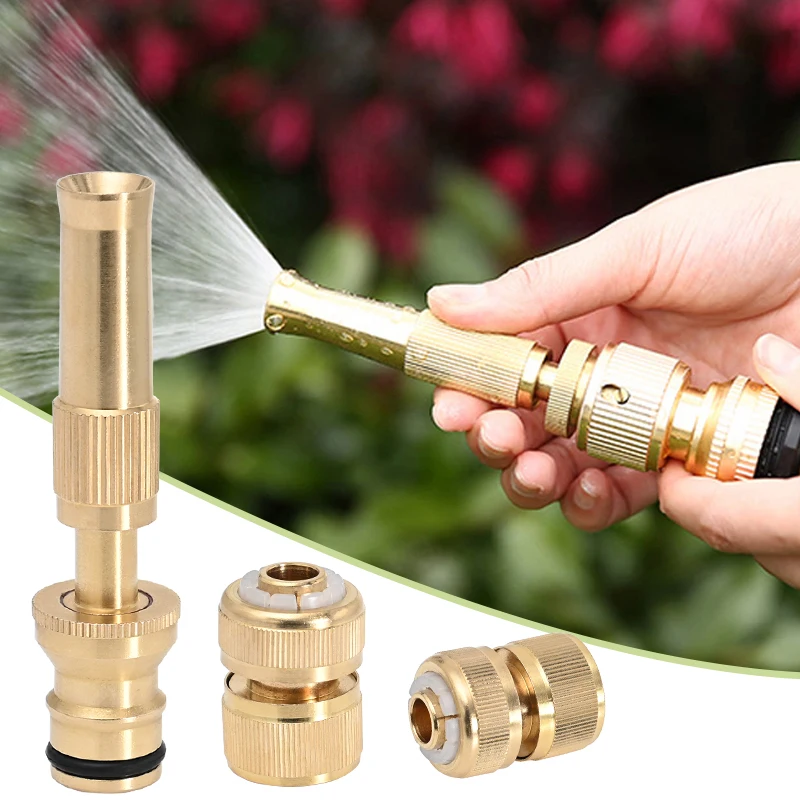 Brass Hose Quick Connector Water Gun Water Stop Nozzle Pipe Connection 1/2" 3/4“ 1" Irrigation Coupling Adapter Copper Hose 3