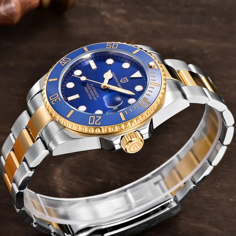 Men's Mechanical Watch Automatic Sapphire Glass Diver's Stainless Steel